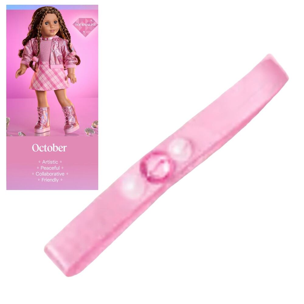 American Girl Doll Birthstone Necklace Choker Girls Bracelet Pink Faux Pearl New